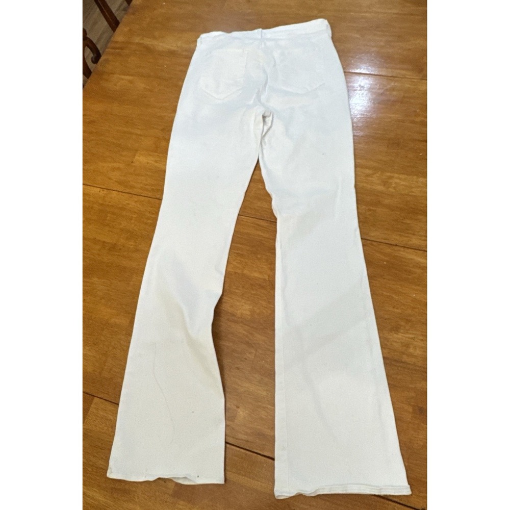 Posh Couture Off White Flare Leg Pants Bow Tie Side Slit Wide Leg L Retail 249 - Picture 2 of 11